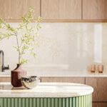 Nordic one-wall kitchen with Island in Caesarstone 5152 Goldfinch ...