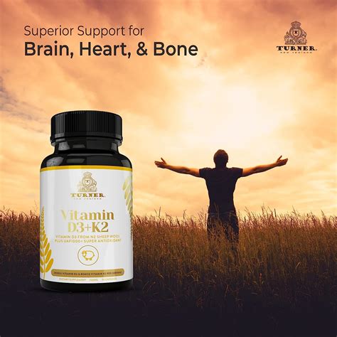 Buy TURNER Vitamin D3 (2000IU) Plus K2 (80mcg), 2 in 1 Formula, Vitamin ...