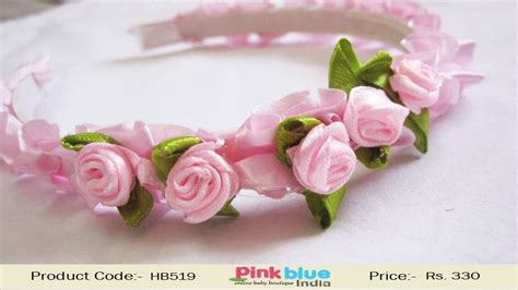 Beautiful Princess Baby Pink Infant Headband with Rose and Green Leaves