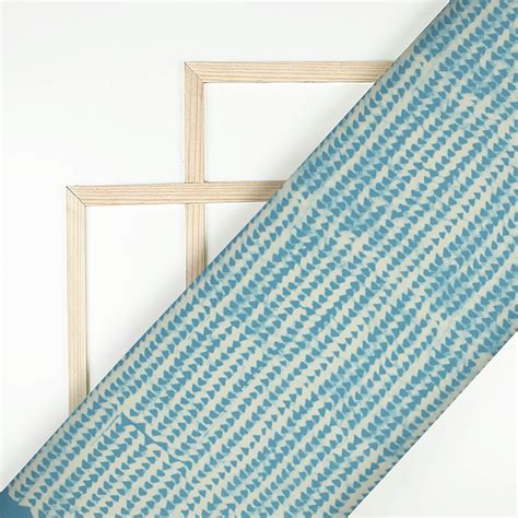 Stone Blue And Oat Beige Geometric Pattern Digital Print Georgette Fab ...
