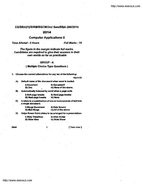 Bba(h) 2 sem computer application 2 bba 206 2014 - 2014 Computer Time ...