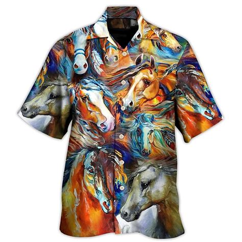 Kentucky Derby Men's Horse American Flag Horse Racing Shirt Summer ...