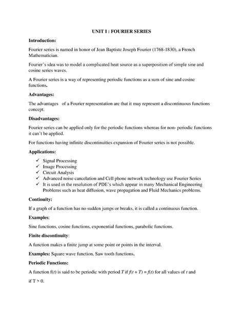 18BT301 LPD1 - Good study material - UNIT I : FOURIER SERIES ...