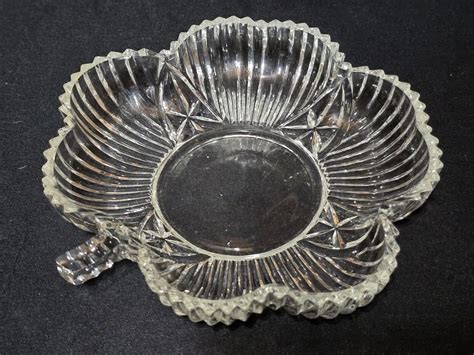 Vintage Federal Glass CLOVER CLEAR Bon Bon Snack Relish Serving Dish ...