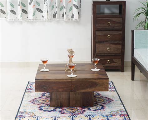 Buy Sheesham Wood Square Coffee Table Online on Furniselan