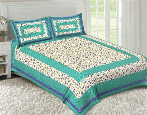 Jaipuri Prints Cotton Bed sheet For Double Bed With Two Pillow Cover ...
