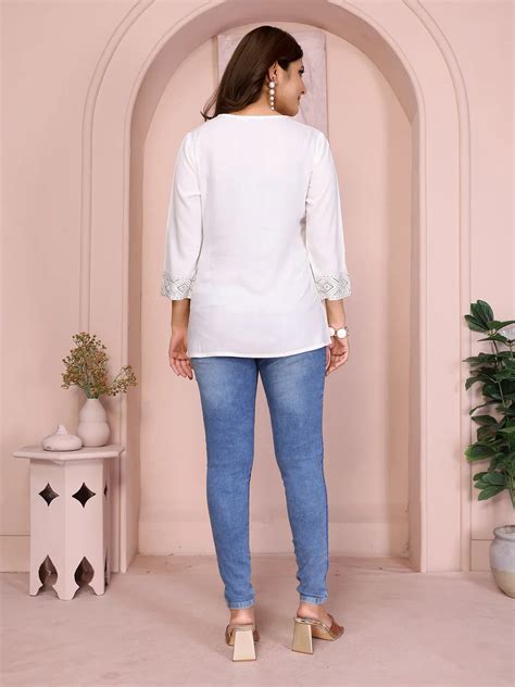 Rayon Printed A-Line Short Length Kurti - Rangita