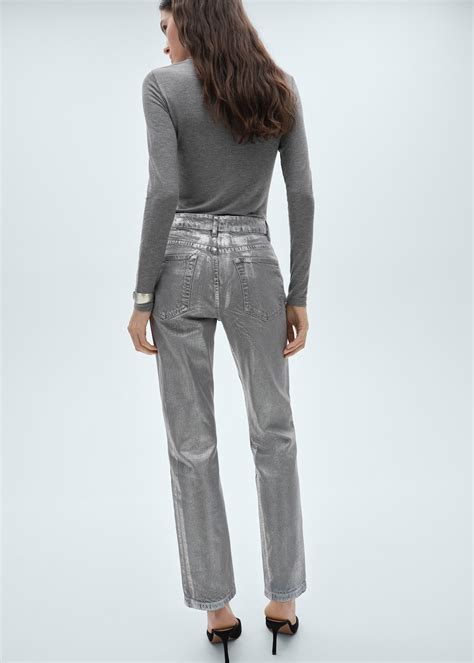 Straight foil jeans - Women | MANGO USA