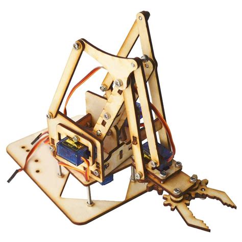 ViaGasaFamido Robot Arm Kit, 4DOF Wooden DIY Mechanical Arm with SG90 ...