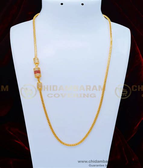 Buy New Model White and Ruby Stone Mugappu Chain Buy Online Shopping