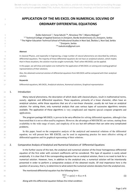 Image result for Differential Equations Using Excel