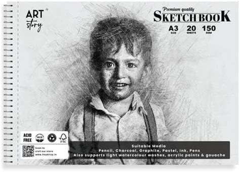 Art Story A3 Sketch Book with Wire O Binding, 150gsm, 20 Sheets of Acid ...