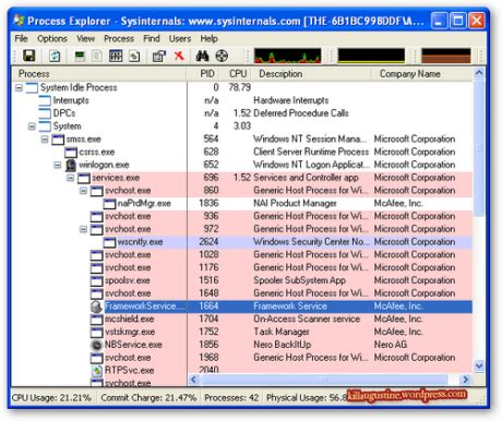 System Internal Process Explorer 的图像结果