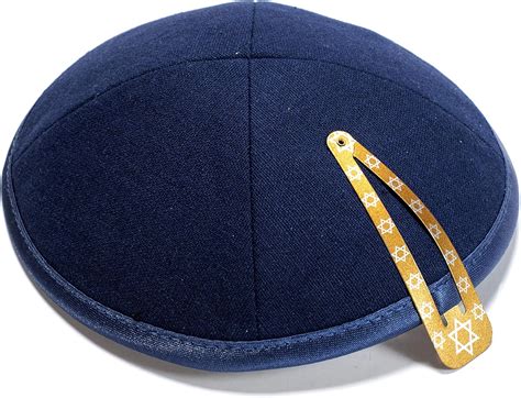Elegant Linen Navy Blue Kippah Yarmulke Jewish Yamaka Kippa Israel Cap ...