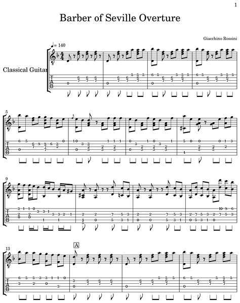 Barber of Seville Overture - Sheet music for Classical Guitar