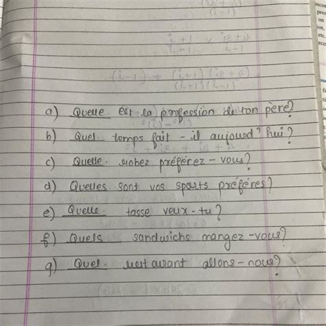 8 Complétez avec l’adjectif interrogatif. a) __________ est la ...