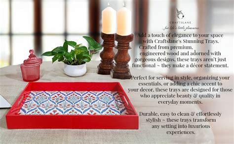 CRAFTSLANE Handmade Wooden Serving Tray | Fancy Serving Tray for Snacks ...
