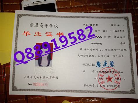 湖南财政高等专科学校毕业证书（1999年专科模板_毕业证补办网
