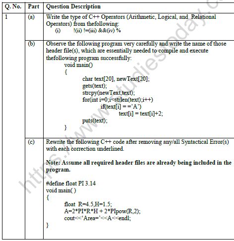 Image result for Computer Science Class 12 Sample Paper