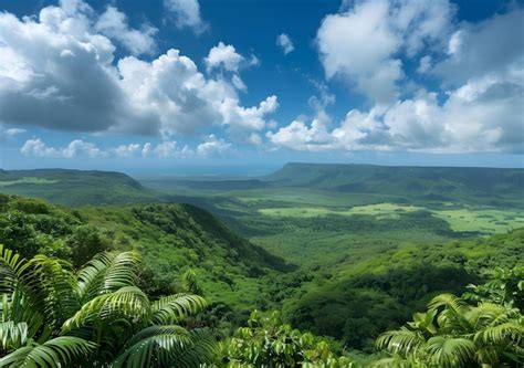 Lush green valley landscape | Premium AI-generated image
