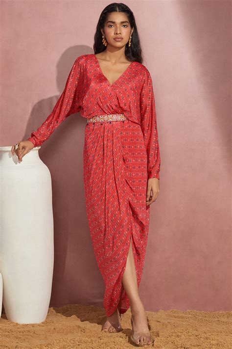 Printed Wrap Dress – Aneesh Agarwaal