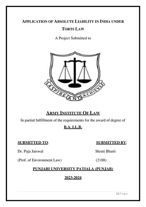 Absolute liability - APPLICATION OF ABSOLUTE LIABILITY IN INDIA UNDER ...