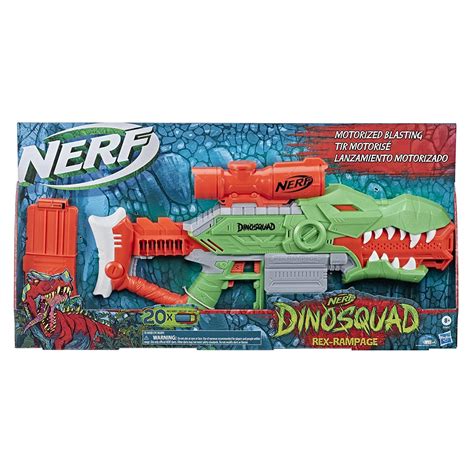 Buy Nerf DinoSquad Rex-Rampage Motorized Dart Blaster, 10-Dart Clip, 20 ...
