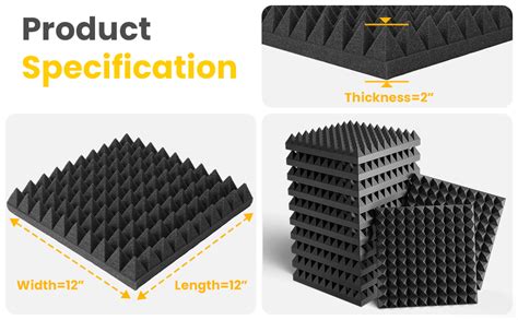 Cambik Acoustic Foam Wedge Shape Panels - 3 x 1 Feet, Music Studio ...