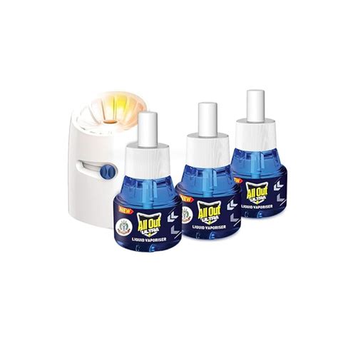 All Out Ultra Liquid Vaporizer, Machine + 3 Refills (45ml each) | Kills ...