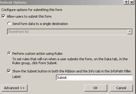 InfoPath Form Add Submit Button 的图像结果