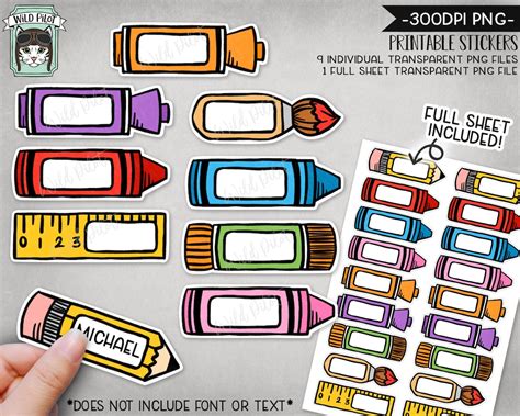 Buy PRINTABLE School Label Sticker Files PNG File, Back to School ...