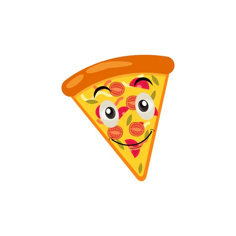 Funny happy pizza show peace gesture logo. Vector doodle line cartoon ...