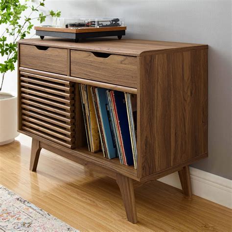 Modway Render Mid-Century Modern Vinyl Record Storage Display Cabinet ...