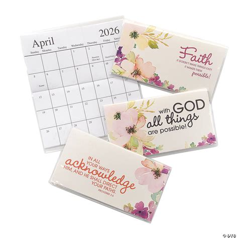 6 1/2" x 3 1/2" 2025 - 2026 Faith Watercolors Pocket Calendars with ...