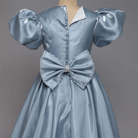 Shop Online Girls Light Blue Puff Sleeve Pearls Embellished Gown at ₹2759