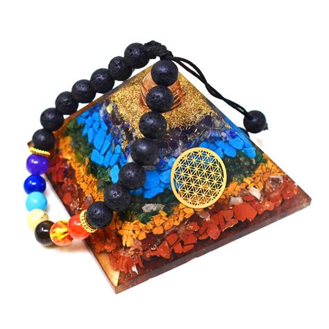 Real Crystal Store Seven Chakra Orgone Pyramid - 7 Chakra Orgonite ...