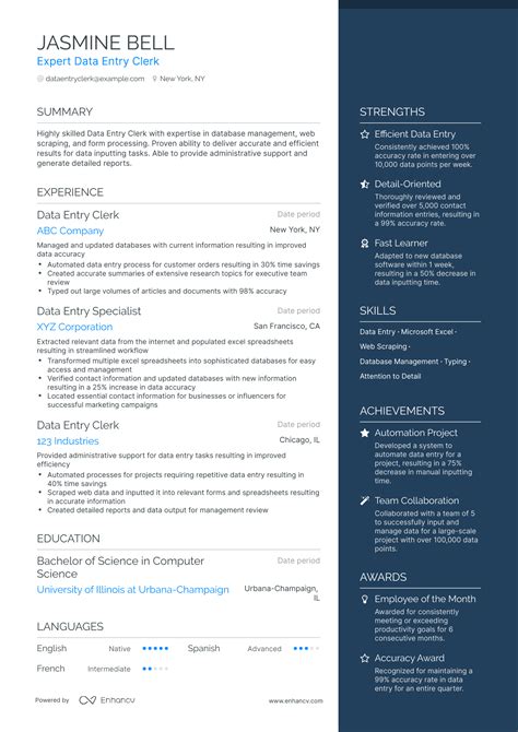 Image result for Data Entry Resume Examples