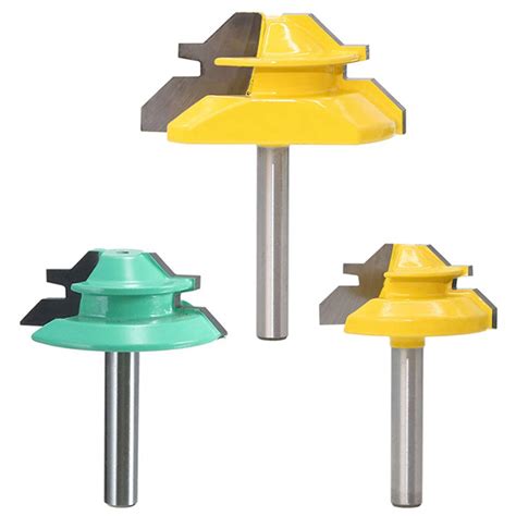 Wolfride 45 Degree Lock Miter Router Bit Set 1/4 Inch Shank 45 Degree ...