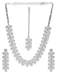 Buy ZAVERI PEARLS GLITTERING AUSTRIAN DIAMONDS SLEEK CHOKER NECKLACE ...
