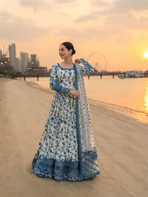 Premium Georgette Blue Floral Anarkali Gown – Label Mayra