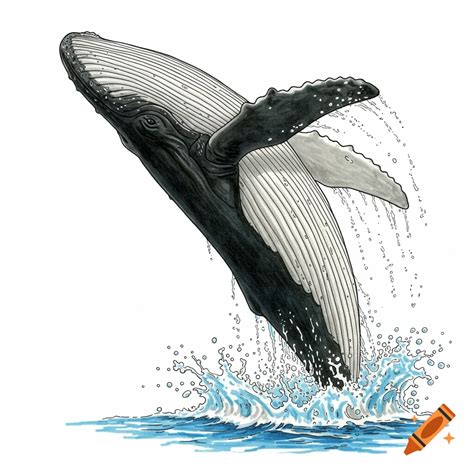 Humpback Whale Breaching Drawing Humpback Whale Breach Stock