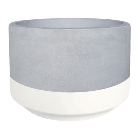 Origin 21 Round 9.84-in W x 7.09-in H Gray Cement Indoor Planter at ...