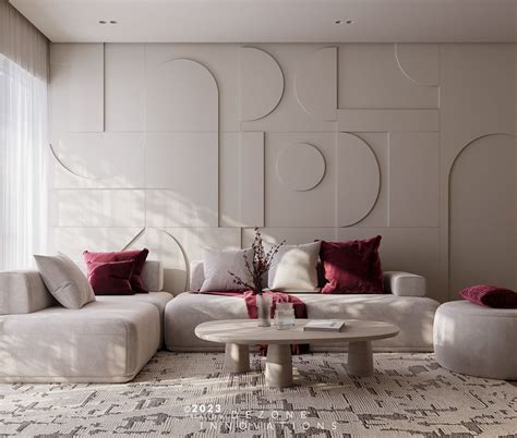 Red wine - Marwah Khaled | Living room wall designs, Living room design ...