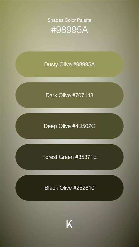 #98995a · Color Palette | Earth colour palette, Green palette, Green ...