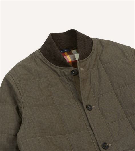 Olive Ripstop Quilted Chore Jacket – Drakes