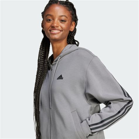 CLOTHING - Future Icons 3-Stripes Full Zip Hoodie - Grey | adidas Qatar