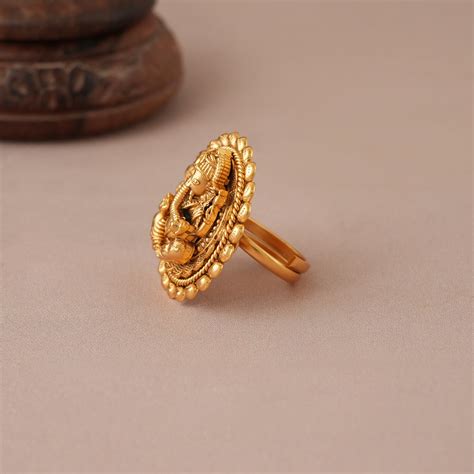 Stunning plain antique gold ganesh finger ring I Temple Jewellery ...