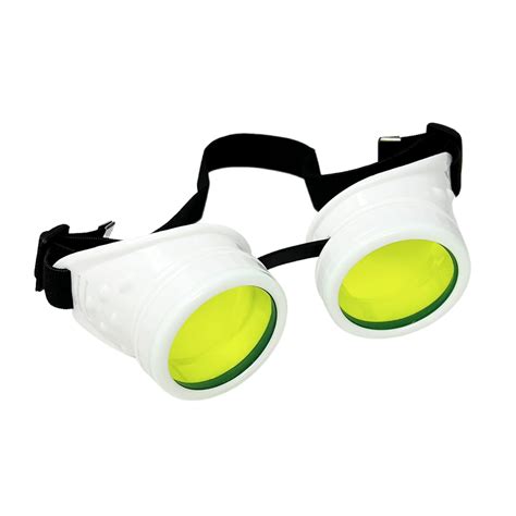 UV Glow in The Dark Steampunk Rave Goggles Round Retro Glasses White ...
