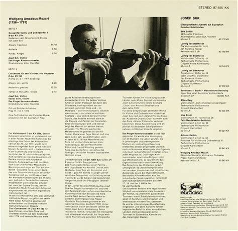 Libor Hlavácek. Prager Kammerorchester. Josef Suk. Vaclav Snitil ...