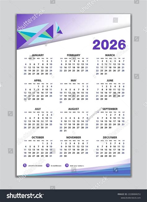 Wall Calendar 2026 Template Desk Calendar Stock Vector (Royalty Free ...